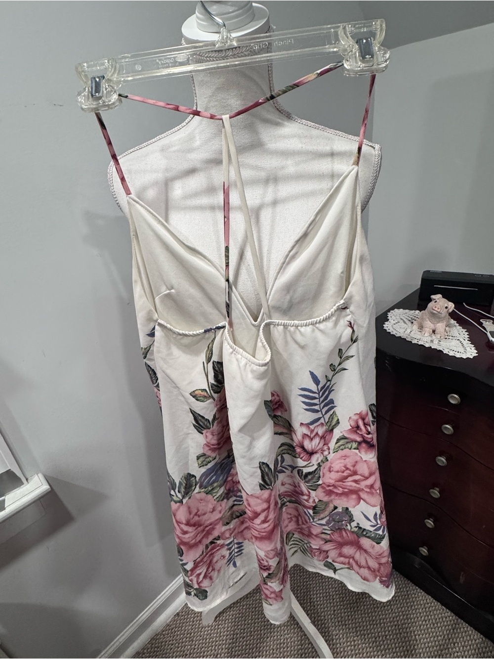 The Vintage Shop Cream Slip Dress with Pink Floral Print - Picture 2 of 5